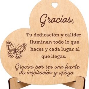 CUBIBOO ART Tarjeta de Agradecimiento en Madera en Forma de Corazón con Soporte